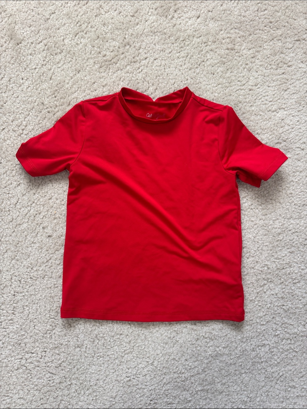 Kids Cat and Jack Short Sleeve Red Rashguard/Swim Top - Size Small (6/7)